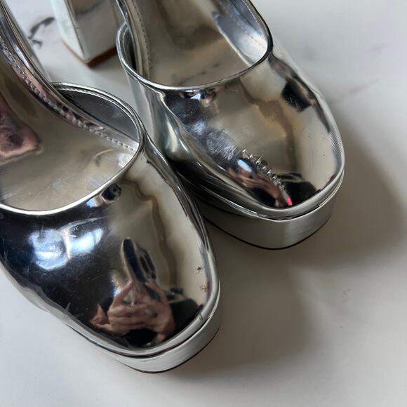Larroude Ari Platform Pump In Silver Specchio Size 8.5 - Picture 6 of 9